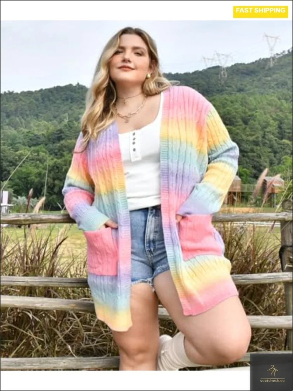 Oversized Plus Size Open Front Cardigan Sweater with Pockets